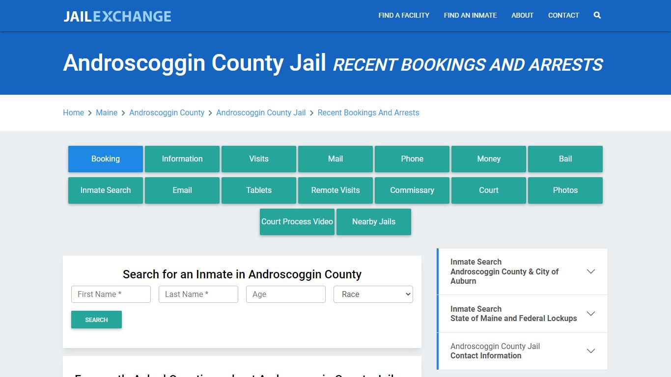 Androscoggin County Jail Recent Bookings And Arrests