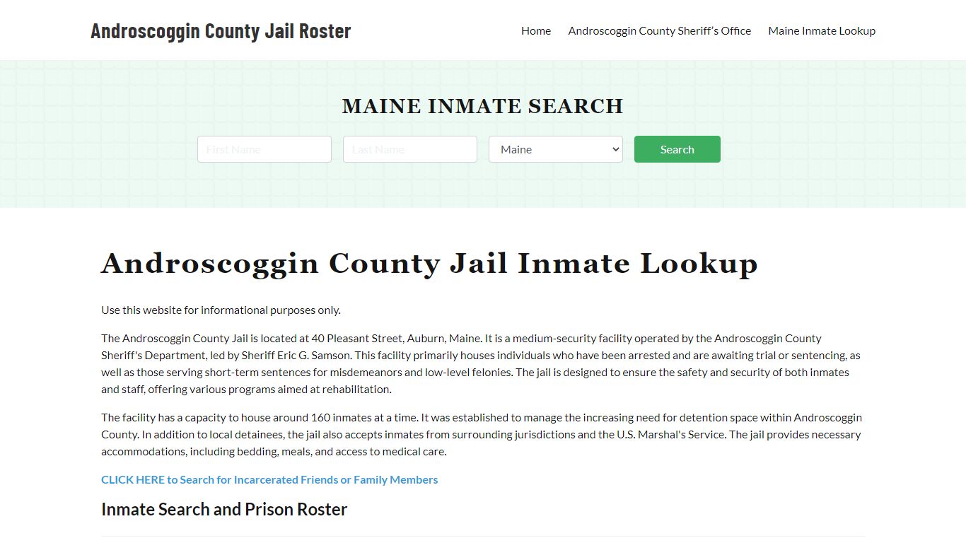 Androscoggin County Jail Roster Lookup, ME, Inmate Search